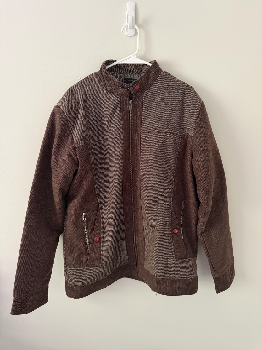 Zara Men's Brown Military Field Jacket with Textured Panels